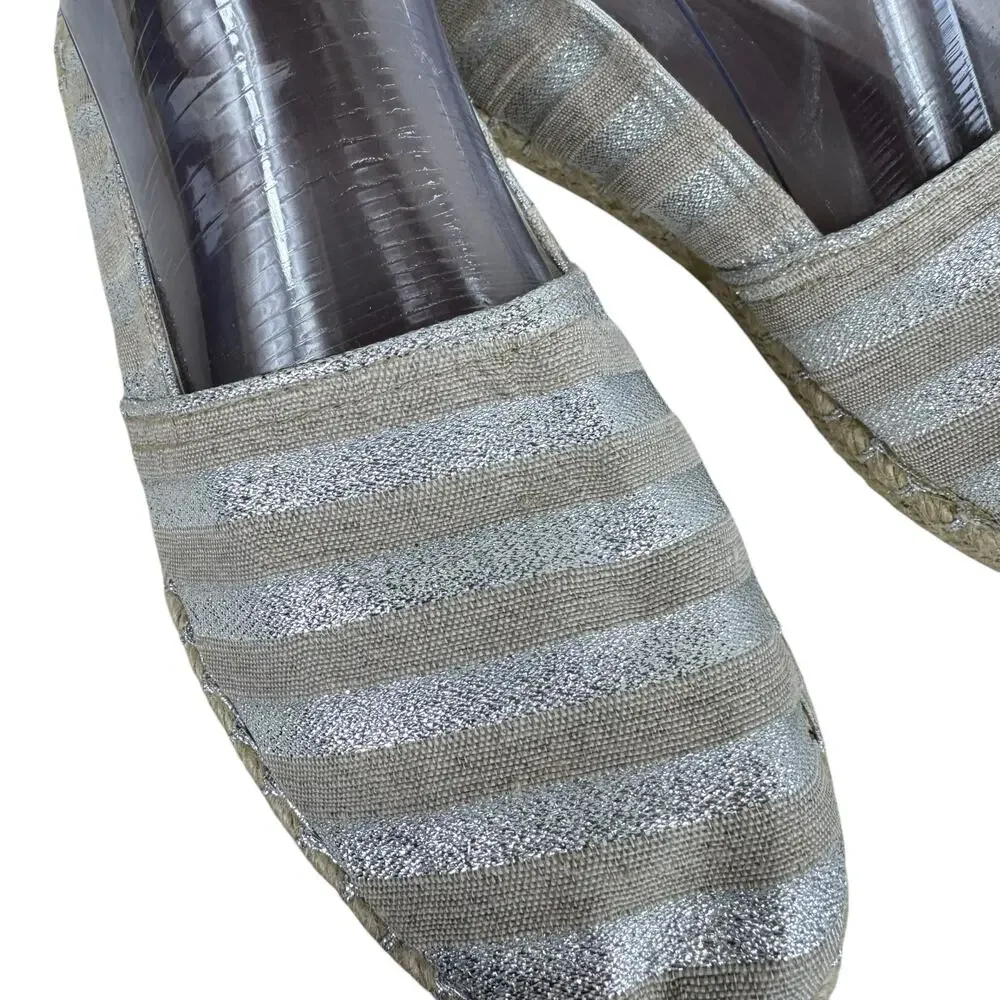 Alex + Alex Tan Silver Shimmer Slip On Espadrilles Loafers Flats Size 40 8.5